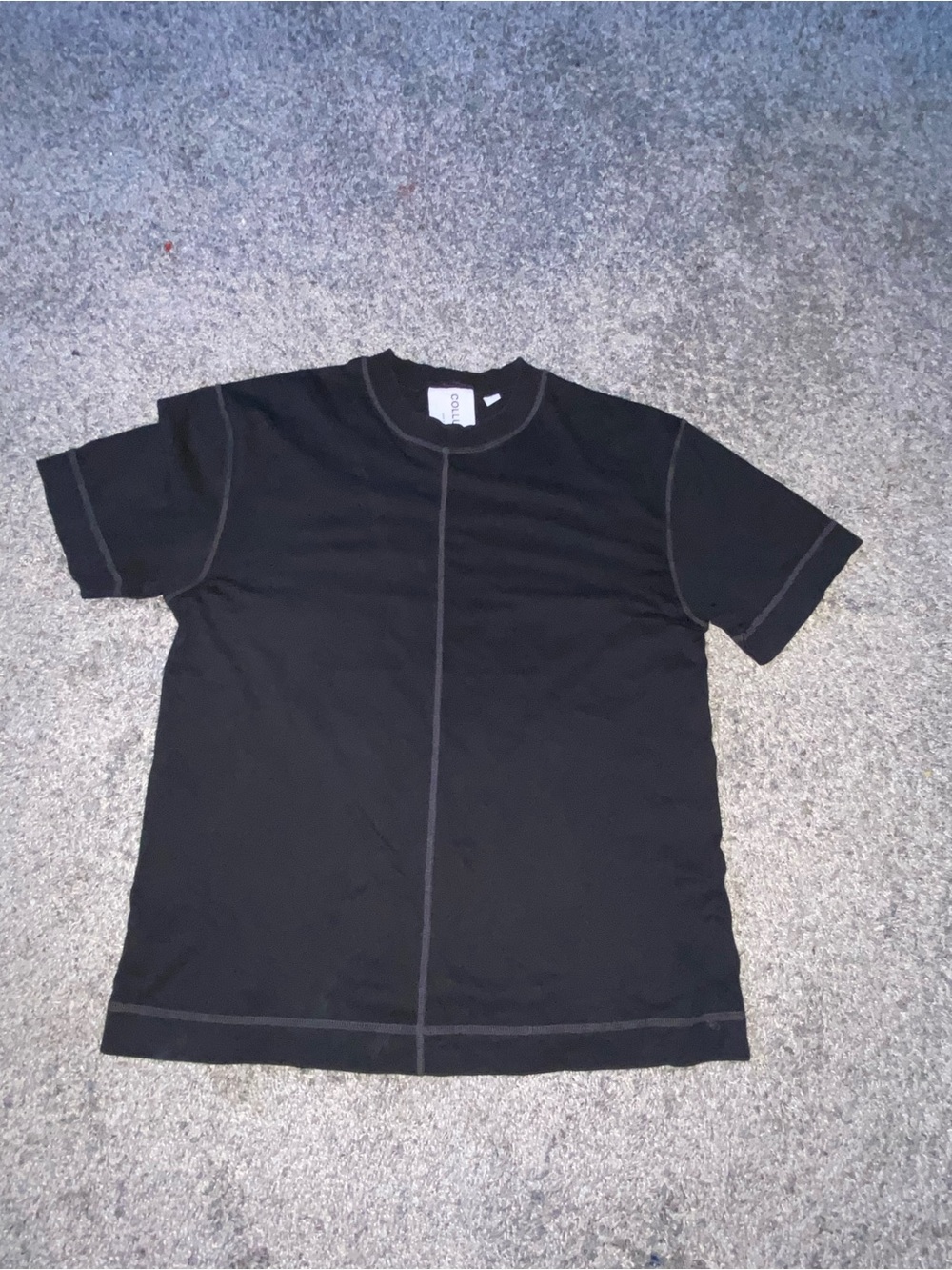 Men's Black Short Sleeve Crew Neck Tee with Contrast Seam